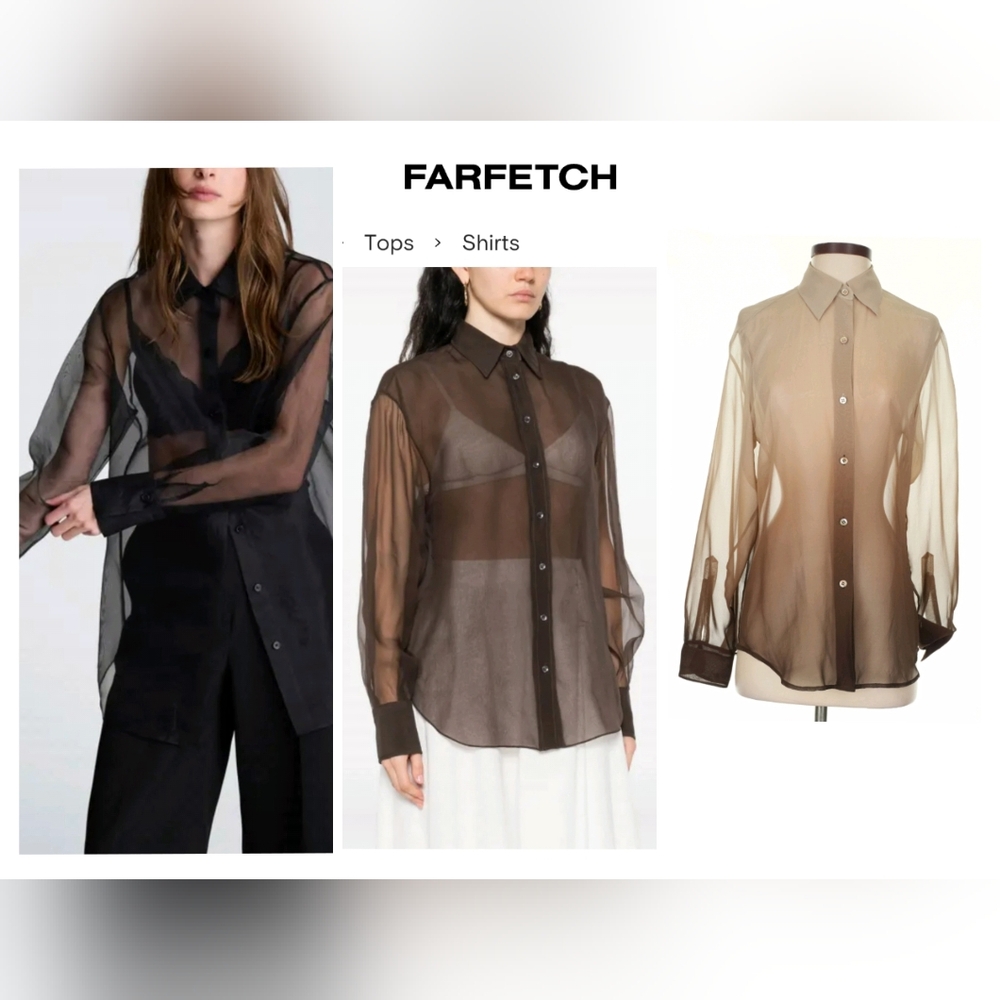 Anne Klein Sheer Button- Blouse in Ombre